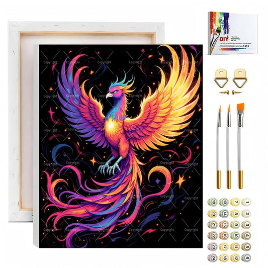 Sceorixa Vibrant Phoenix Paint by Numbers Kit for Adults - with Bright Feathers on Canvas, Acrylic Paint Set, Suitable for Beginners, Art for Home Decoration or Gifts(8X12IN Framed) - color: SC00401, size: 8X12IN framed