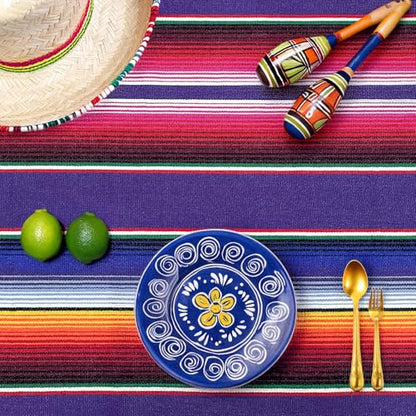 OurWarm 59 x 84 Inch Square Mexican Tablecloth Serape Blanket, Topic Purple - color: Purple