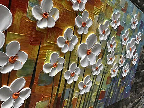 YaSheng Art - Hand painted Contemporary Art Oil painting On Canvas Texture Abstract Flowers Artwork Paintings Home Interior Decor Wall Art wall art for living room Ready to Hang 20"x40"inch - color: YS007, size: 40"L x 20"W