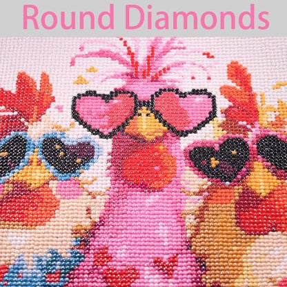 Diamond Art Painting Kits for Adults, Cute Chickens Full Drill Diamond Dots Paintings for Beginners, Funny Farm Animal Round 5D Paint with Diamonds Pictures Gem Art Painting Kits DIY Crafts 14x14In - color: Chicken