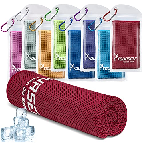SYOURSELF Cooling Towel, Cooling Towels for Neck,40" x 12"Ice Towel for Instant Cooling Relief, Soft Breathable Chilly Towel, Perfect Yoga, Golf, Sports, Gym, Workout, Athletes Towel (1PC-Red) - color: Red