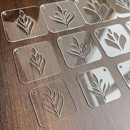 NUO RUI Mandala Stencil Set, 15 Clear Acrylic Stencils, 5 Assorted Designs, 3 Sizes, Reusable and Washable, for Dot Art and Painting (Pattern 3)