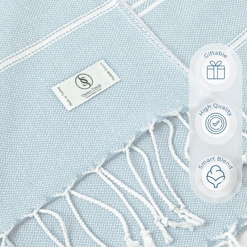 Ossano Turkish Beach Towel Absorbent & Lightweight Extra Large (39" x 71") - Quick Dry, Versatile and Functional as - Bath Sheet, Yoga Mat, Pool and Swim Towel, Travel Blanket - Aqua Blue - color: Aqua Blue