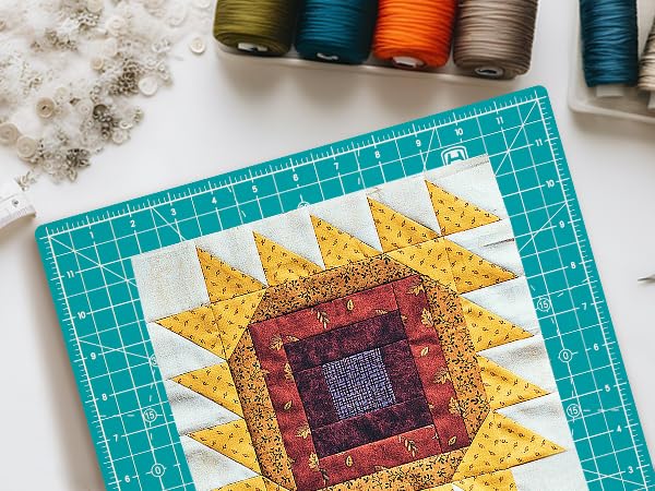 Headley Tools 12"x12" Rotating Cutting Mat, Self Healing Mat with 360-Degree Rotation & Anti-Slip Base, Sewing Board Cutting Mat Perfect for Fabric Quilting Leather Hobby Project, Turquoise - color: Turquoise, size: 12"L x 12"W