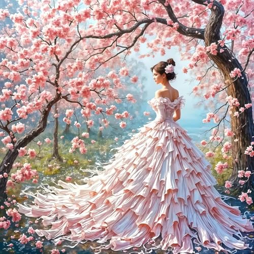 Paint by Numbers Kit for Adults Beginner, Cherry Blossom Beauty 16x20 In | Paint by Number for Beginner,Adult Paint by Number,HD Color Canvas,DIY Tool Kits,Stress Relief Craft,Great Gift,Without Frame - color: MT6269