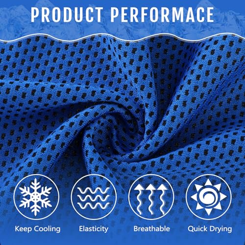 Hosuly 12 Pcs Cooling Towels for Face and Neck 12 x 40 Inch Workout Towels for Gym Fast Drying Hot Weather Sweat Rag Cold Cooling Cloth with 12 Bags Athletes Sport Yoga Golf(Dark Blue) - color: Dark Blue