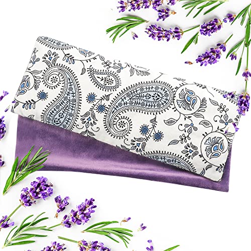 Hihealer Lavender Eye Pillow for Relaxation, Yoga, Sleep, Weighted Eye Mask | Aromatherapy Eye Mask for Sleeping Meditation, Microwave Heat Compress for Headache Sinus, Spa Gifts for Women,Wellness Gifts - color: Purple