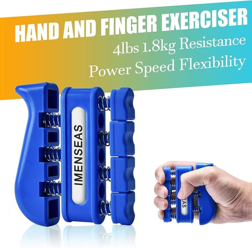 Grip Strength Trainer 7 Pack Adjustable Hand Gripper, Finger Stretcher Resistance Extensor Bands, Finger Exerciser, Grip Strength Ring & Stress Ball, Hand Grip Strengthener - color: Navy