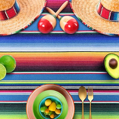 OurWarm 59 x 84 Inch Square Mexican Tablecloth Serape Blanket, Topic Blue - color: Blue