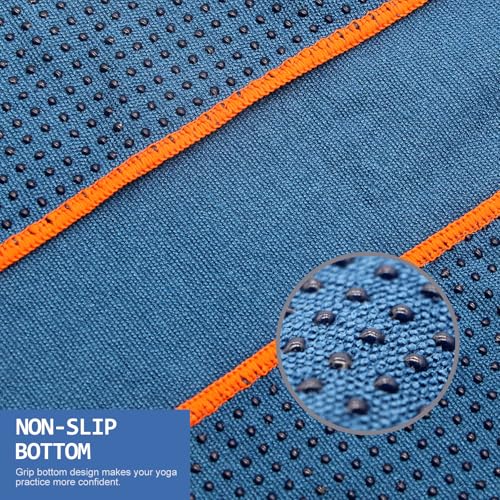 Eunzel 2 Pack Hot Yoga Towel with Grip Dot, Non Slip Yoga Mat Towe Sweat Absorbent Towel for Hot Yoga,Bikram, Pilates and Fitness 72" x 24", Sedona Red/Steel Blue - color: Sedona Red/ Steel Blue
