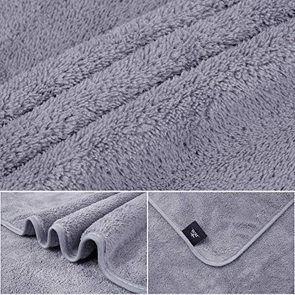 JML Large Bath Towels with Hanging Loop, 2 Pack, 30"x60", Grey | Microfiber, Soft, Absorbent, Quick Drying, Lint-free, No Fading, Lightweight - color: Grey, size: 30 in x 60 in