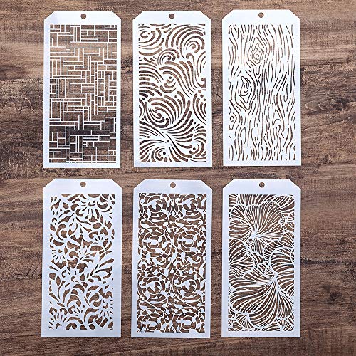DIY Decorative Stencil Template for Scrapbooking Painting on Wall Furniture Crafts,Set of 6 (Tree Grain) - color: Tree Grain