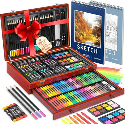 Hapikalor 156-Pack Art Kit Drawing Set with 2 Sketch Book, Crayons, Colored Pencils, Arts and Crafts Art Supplies | Crayons, Arts and Crafts Art Supplies
