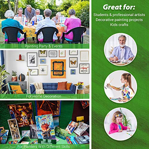 Ohuhu 40-Piece Multi Pack Canvas Panels, 4x4, 5x7, 8x8, 9x12, 11x14, Primed White Cotton Canvas for Acrylic, Oil, Gouache, Watercolor, Pastel, Tempera