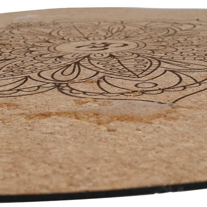 Round Yoga Mat with Printed Mandala Design, 60 in Diameter, wood material