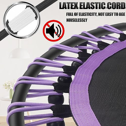 Newan 40"-48" Silent Mini Trampoline Fitness Trampoline Bungee Rebounder Jumping Cardio Trainer Workout for Adults-Max Limit 330lbs - color: A 40" Round violet (NO Handle)