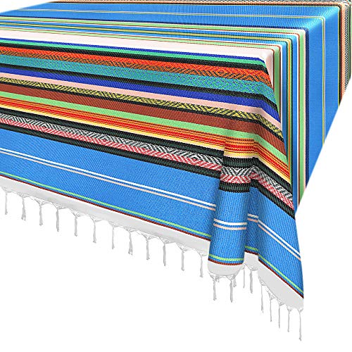 Xplanet 84 X 59 Inch Mexican Serape Blanket Bay Window Blanket, Mexican Tablecloth Serape Tatami Blanket Bed Blanket Table Cover Tapestry Blanket Picnic Mat for Mexican Party Wedding Decorations - color: Pattern-light Blue