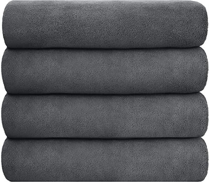JML Microfiber Bath Towel Set, 27" x 55", 4 Pack, Grey - color: Grey, size: 4 Pack-27" x 55"