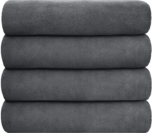 JML Microfiber Bath Towel Set, 27" x 55", 4 Pack, Grey - color: Grey, size: 4 Pack-27" x 55"