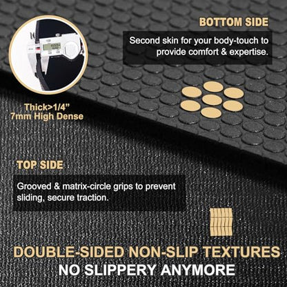 GXMMAT Extra Large Exercise Mat 16'x6'/12'x6'/10'x6'/8'x6'(7mm) - color: Black Real, size: 6*16 FT