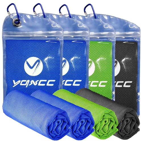 YQXCC 쿨링 타월 4팩(119.4cm x 30.5cm(47인치 x 12인치)), 목과 얼굴용 아이스 쿨 타월 - color: 다크 블루*2/ 그린*1/ 다크 그레이*1