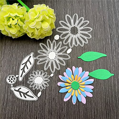 Flower Cutting Dies Metal Dies for Card Making Stamps Embossing Stencil Scrapbooking Album Paper DIY Crafts Decor (6 Pieces) - style: Flowers and leaves