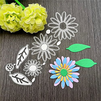 Flower Cutting Dies Metal Dies for Card Making Stamps Embossing Stencil Scrapbooking Album Paper DIY Crafts Decor (6 Pieces) - style: Flowers and leaves