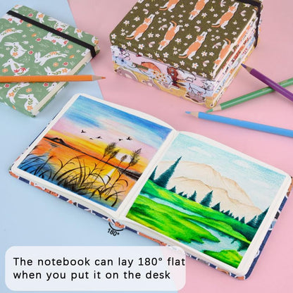 4.8" x 4.8" Hardcover Sketchbook,Small Mixed Media SketchPad,96 Sheets 80gsm Acid-Free Artist Drawing Paper,Travel Journal Pocket Blank Notebook for Painting,Illustration,Art Supplies.Cowboy Blue Cat - color: 80gsm Cloth-cowboy blue cat
