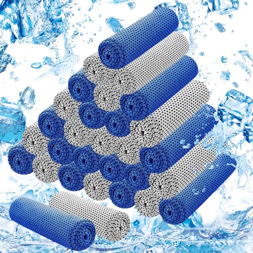 30Pack Cooling Towels for Neck and Face (40"x12"), Ice Microfiber Cooling Towels Bulk for Workout Chill Sweat Towels Cooling Neck Wraps for Gym Yoga Golf Running Sport - color: Light Gray&dark Blue