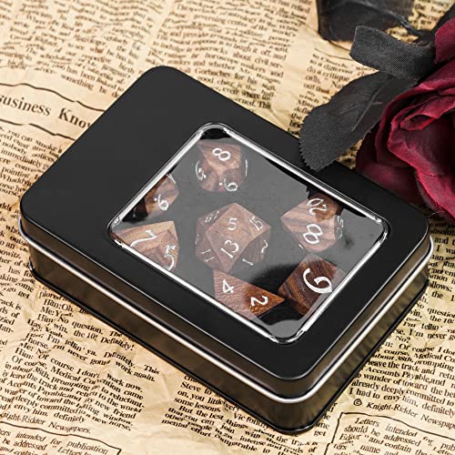 Wooden Dice Set Bubinga Wood DND Dice Set for D&D Tabletop Games - color: Bubinga Wood