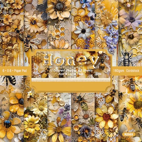 YASMEN Scrapbook Paper Pad, 6x6 Cardstock Paper Pad for Card Making, Journals, Planner, DIY Envelopes, Greeting Cards, Decorative Art Craft -24 Sheets - color: R2503 - 6×6