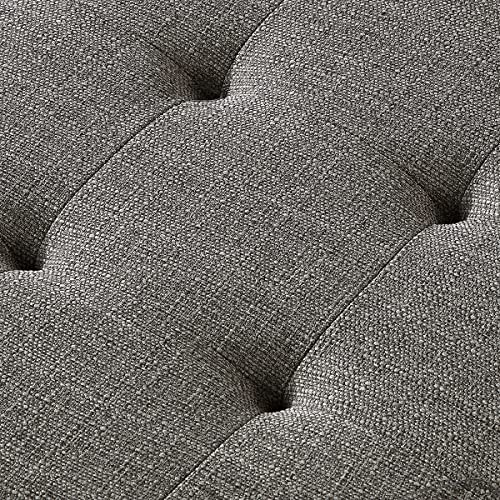 24KF Large Rectangular Upholstered Tufted Linen Fabric Ottoman Bench, Padded Bench with Solid Wood Shelf-Granite - color: Granite-bench, size: 15.8"D x 44"W x 18"H