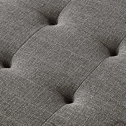 24KF Large Rectangular Upholstered Tufted Linen Fabric Ottoman Bench, Padded Bench with Solid Wood Shelf-Granite - color: Granite-bench, size: 15.8"D x 44"W x 18"H