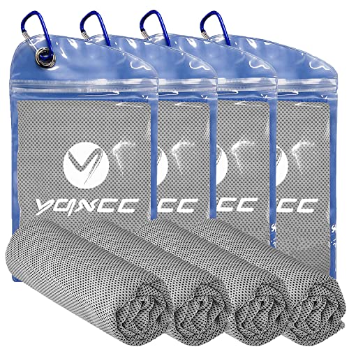 YQXCC 4 Pack Cooling Towels (47"x12"), Ice Cool Towels for Neck & Face - color: Light Gray 4 Packs