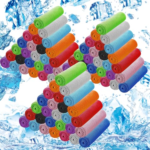 90Pack Cooling Towels for Neck and Face (40"x12"), Ice Microfiber Cooling Towels Bulk for Workout Cooling Neck Wraps Sweat Towels for Gym Yoga Golf Running Sport - color: 90×muiti