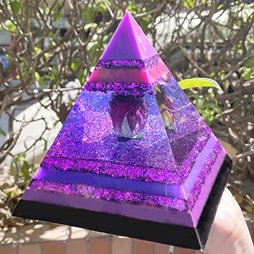 RESINWORLD Super Large Clear Silicone Pyramid Molds for Resin, 2Pcs Inner Pyramid Silicone Molds + 1Pcs Plastic Frame, Shiny Resin Mold for Chakra Orgonite Orgone DIY