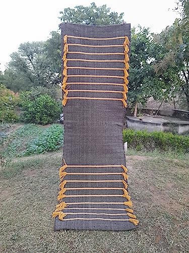 Jaipur art & Rugs Cotton Yoga Mat - Eco-Friendly Hand-Woven Rug - Non Slip & Thick (24”x72”x5mm) for Everyday Fitness at Home - Comfortable Extra-Long - color: Yellow Dark Blue