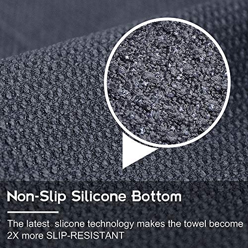 Heathyoga Hot Yoga Towel Non Slip, Microfiber Non Slip Yoga Mat Towel, Exclusive Corner Pockets Design, Dual-Grip, Sweat Absorbent, Perfect for Hot Yoga, Bikram, Pilates and Yoga Mats - color: Charcoal