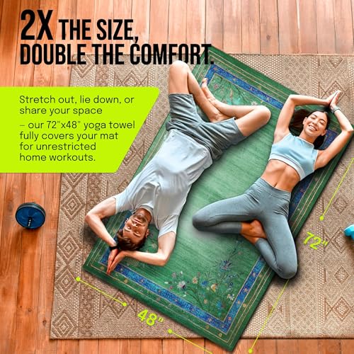 gogoKIWI Hot Yoga Mat Towel for 6 x 4 ft Mats, Eden Green & Blue - color: Eden Green & Blue