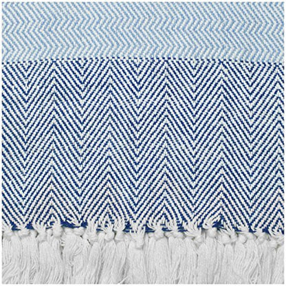DII Herringbone Striped Collection Cotton Throw Blanket, 50x60, Blue - color: Blue, size: 50x60"