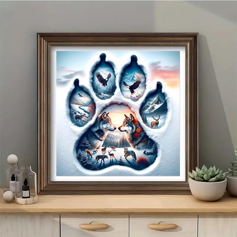 CXYQLC DIY Winter Animals 5D Diamond Painting Kits for Adults, Diamond Art Animals Wolves, Eagles, Deer and Foxes Diamond Painting Full Drill Craft Kits for Home Wall Decor Gifts 11.8x11.8inch