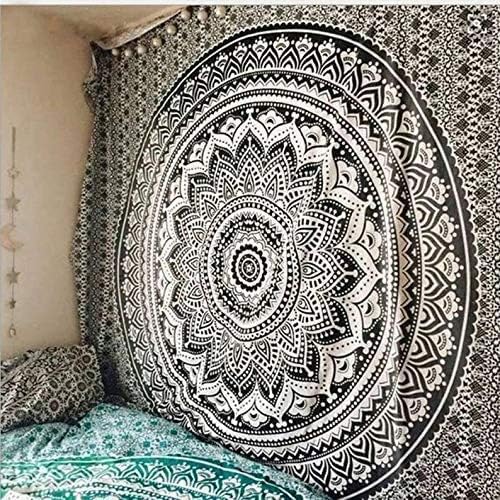 Popular Handicrafts Tapestry Wall Hanging Hippie Ombre Mandala Bohemian Hippy Psychedelic Design Indian Tapestries Bedspread 30 x 40 Inches (76 x 101 cms), Black Grey - color: Black Grey, size: 40"L x 30"W