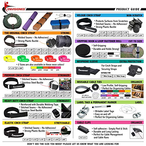 Elastic Reusable Cinch Straps 2" x 30" - 6 Pack Multipurpose Quality Hook and Loop Securing Straps - size: 2" x 30"