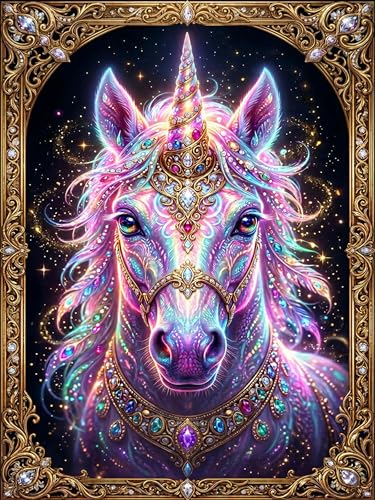 mrpwnle Diamond Art Kits for Adults, Unicorn Diamond Painting | Unicorn Diamond Art Painting Kits for Adults Beginners, 5D Full Round Drill Diamond Dots Kit Home Decor Gifts 12X16 Inch - color: Unicorn, size: 11.8x15.7in(30x40cm)