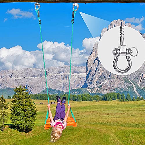 SELEWARE Heavy Duty 180° Swing Hangers, Stainless Steel Eye Screw Bracket, 1800 LB Capacity Playground Yoga Hammock Rope Tire Web Chair Sandbag Punching Bag Porch Swing Sets (6 Pack) - color: U (5 Inch, 6 Pack)