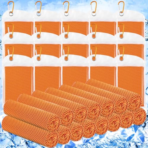 Hosuly 15 Pcs Cooling Towels 40" x 12", Orange - color: Orange
