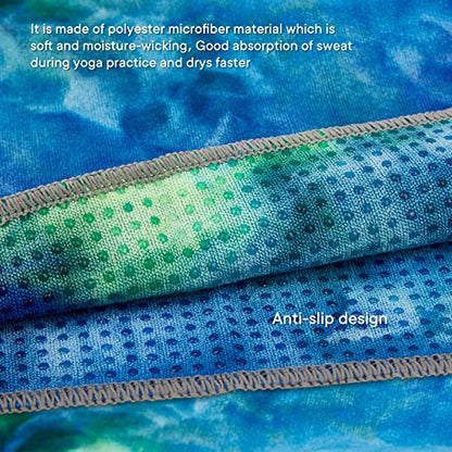 Yoga Towels, Non Slip Hot Yoga Mat Towel with Grip Dots,Super-Absorbent Soft Microfiber Yoga Blanket for Pilates, Fitness and Workout 72inch x 24inch - color: Green+blue