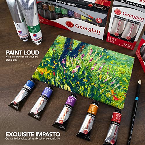 Daler Rowney Georgian 6-Tube Starter Artist Oil Paint Set - Painting Set for Canvas Paper and More - Oil Painting Supplies for Artists and Students - Artist Oil Paints for All Skill Sets - style: 6 Pack 6X22ML