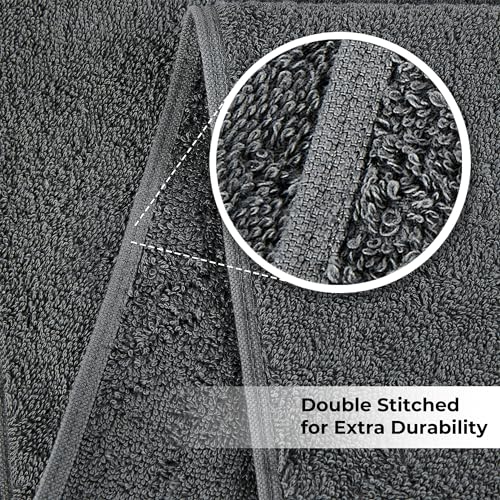 NUKURA 12’’ x 40’’ 100% Cotton Sweat Towel for Gym, Extra Soft & Durable, Ideal for Running, Walking, Yoga, Pickleball, Padel, Grey Neck Towels, 450 GSM - color: Dark Grey