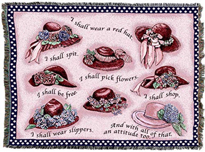 Pure Country Weavers Red Hat Society Blanket - Gift Tapestry Throw Woven from Cotton - Made in the USA (72x54) - color: Red Hat